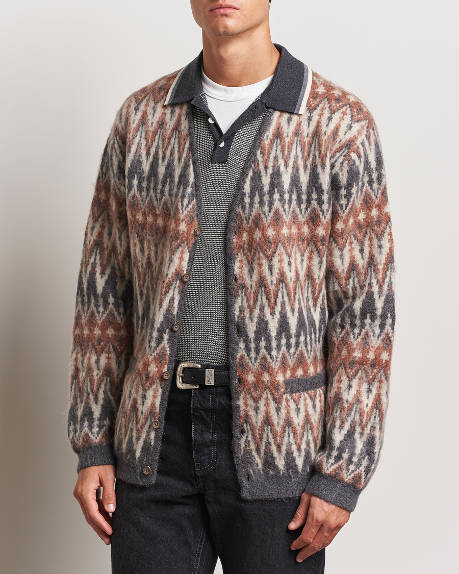 Mies | Puserot | BEAMS PLUS | Chevron Jacquard Cardigan Grey