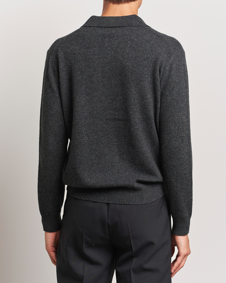 Mies | Puserot | BEAMS PLUS | Long Sleeve Knitted Polo Charcoal