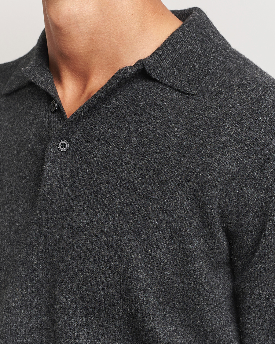 Mies | Puserot | BEAMS PLUS | Long Sleeve Knitted Polo Charcoal