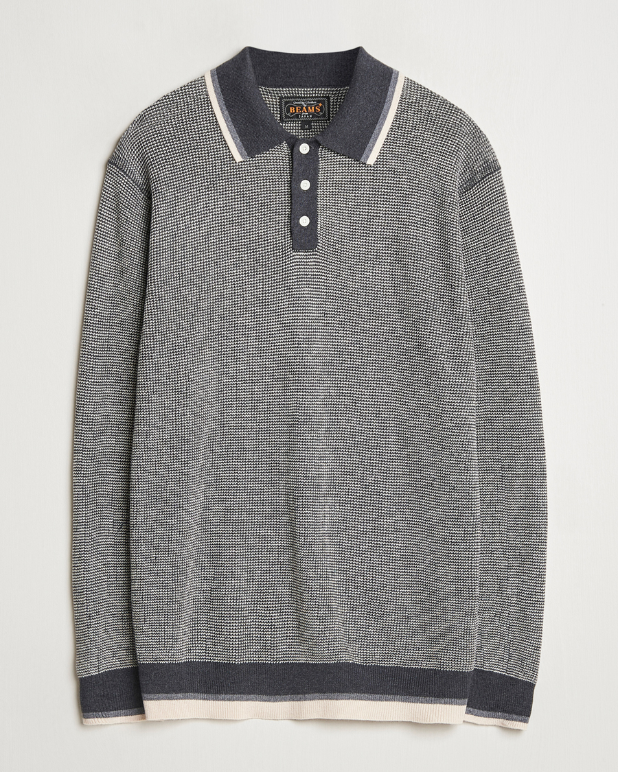 Mies | Puserot | BEAMS PLUS | Collar Line Knitted Polo Charcoal