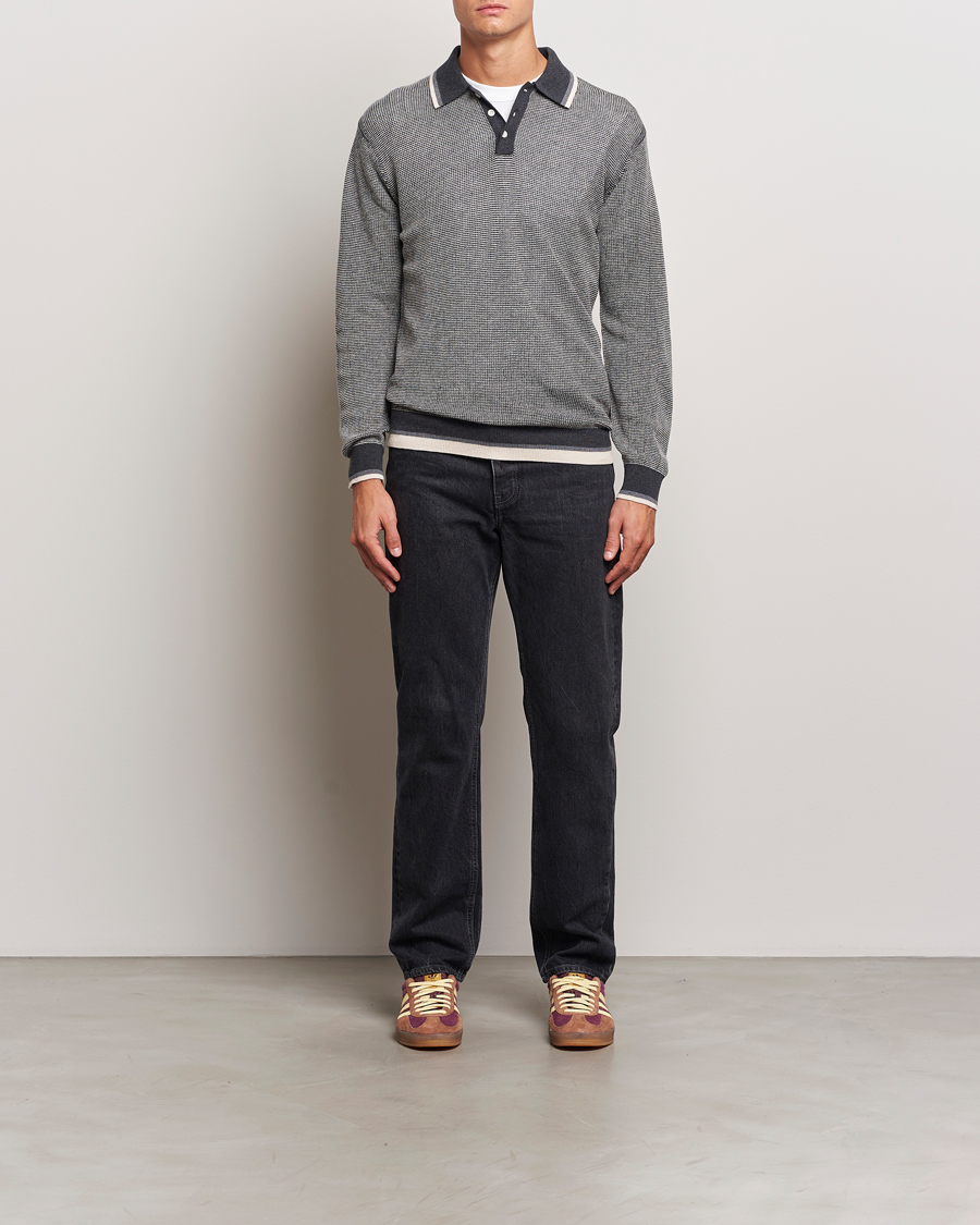 Mies | Puserot | BEAMS PLUS | Collar Line Knitted Polo Charcoal
