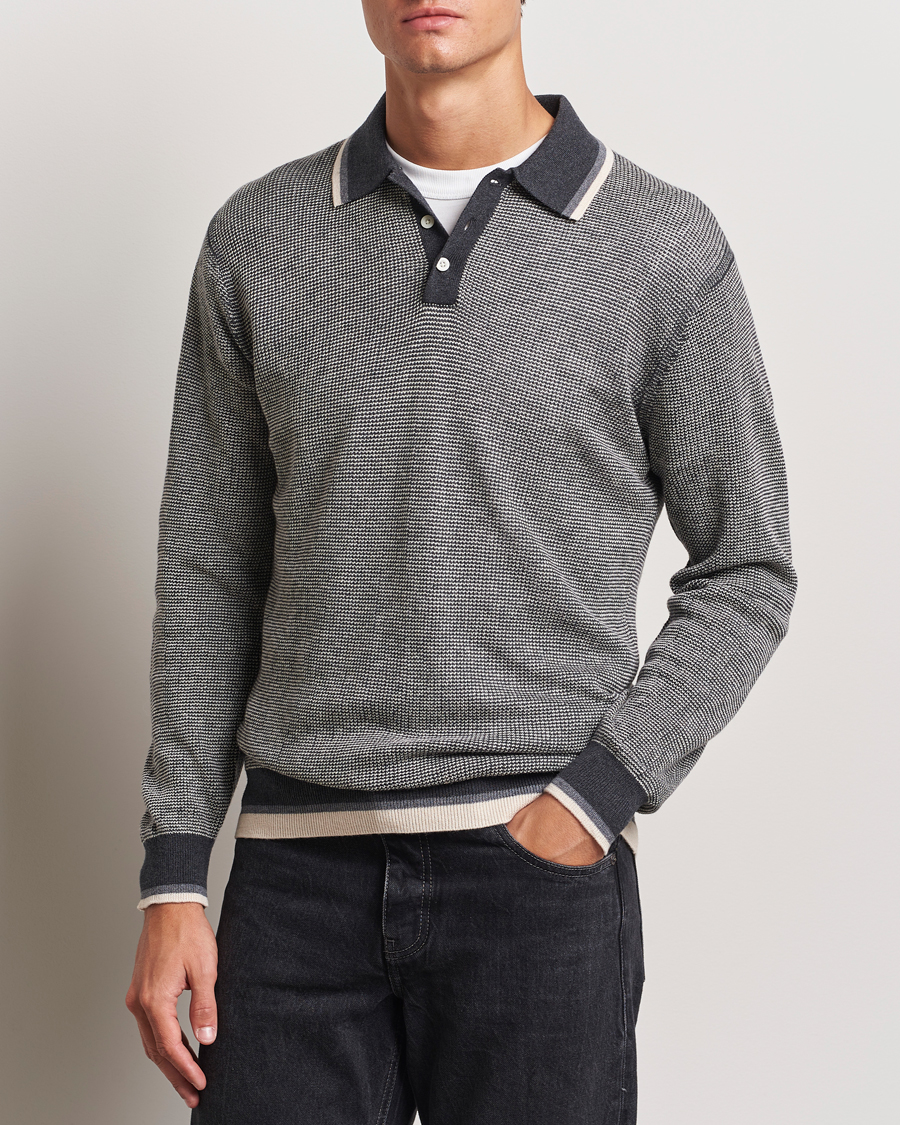 Mies | Puserot | BEAMS PLUS | Collar Line Knitted Polo Charcoal
