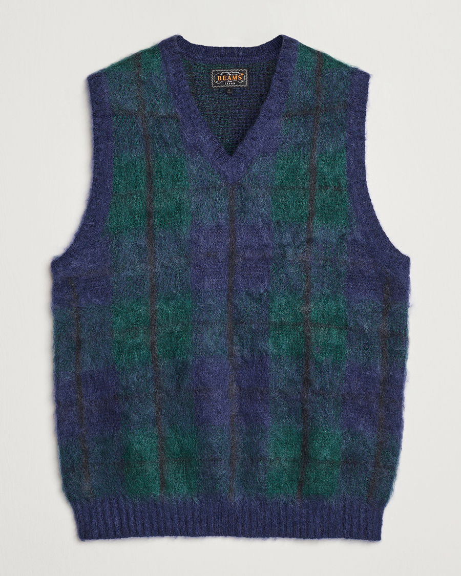 Mies | Puserot | BEAMS PLUS | Mohair Check Vest Navy