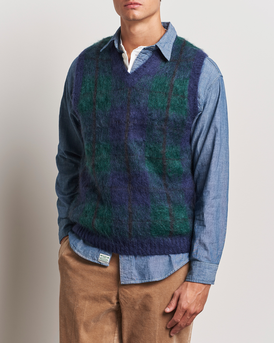 Mies | Puserot | BEAMS PLUS | Mohair Check Vest Navy