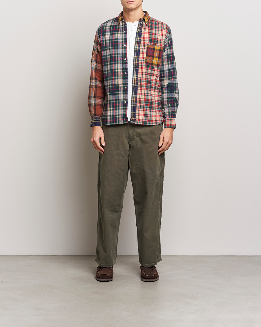 Mies | Kauluspaidat | BEAMS PLUS | Patchwork Flannel Button Down Shirt Mustard Multi