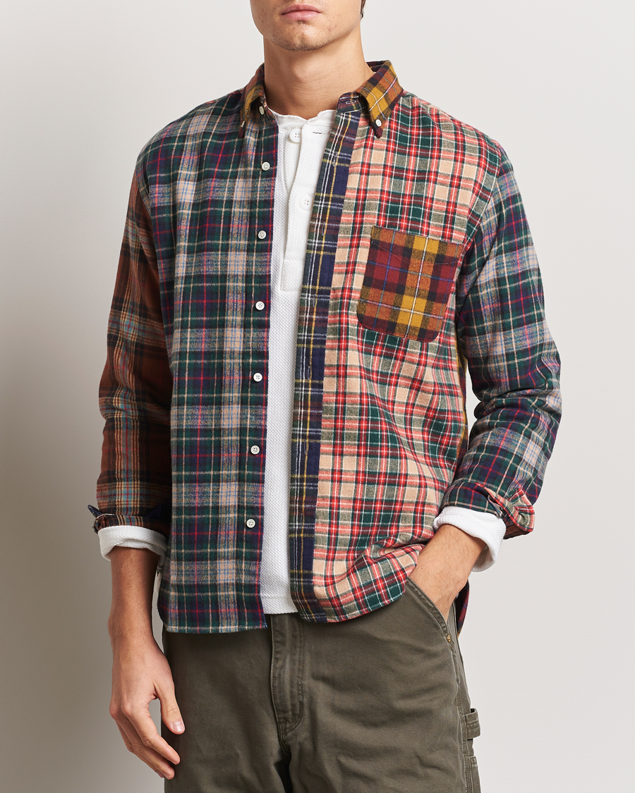 Mies | Kauluspaidat | BEAMS PLUS | Patchwork Flannel Button Down Shirt Mustard Multi