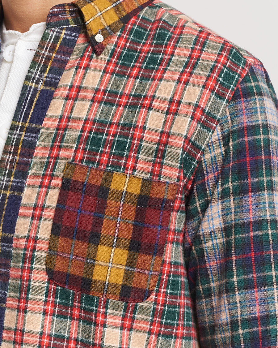 Mies | Kauluspaidat | BEAMS PLUS | Patchwork Flannel Button Down Shirt Mustard Multi