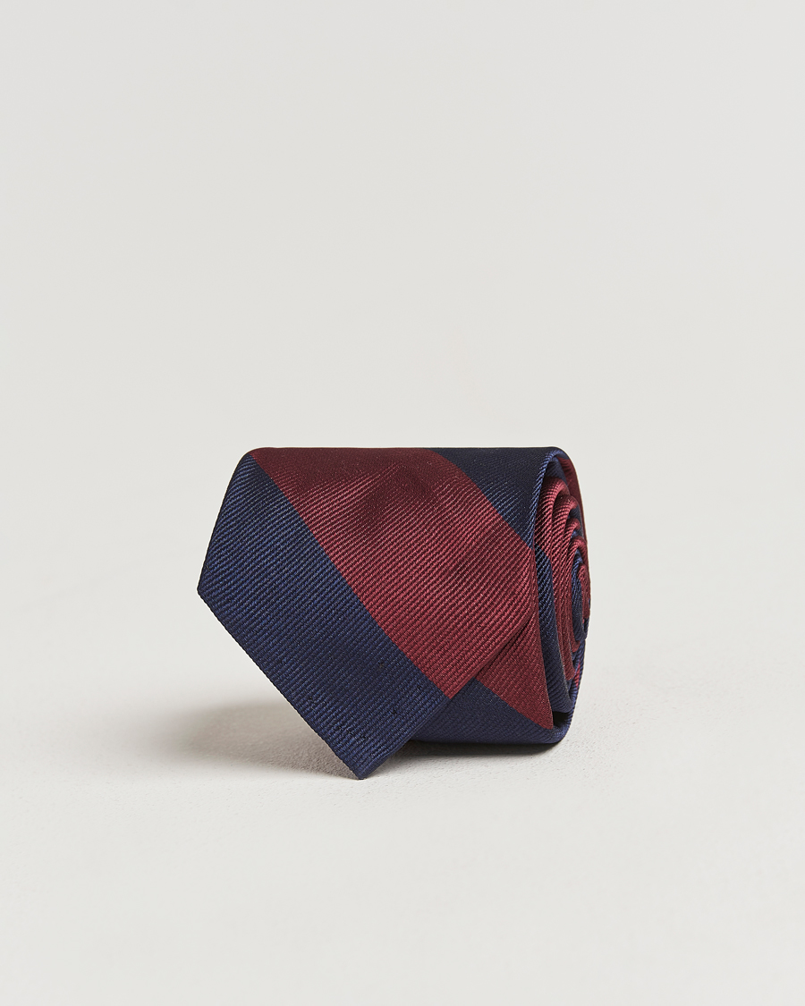 Mies | BEAMS PLUS Regimental Stripe Ivy Tie Navy/Burgundy | BEAMS PLUS | Regimental Stripe Ivy Tie Navy/Burgundy