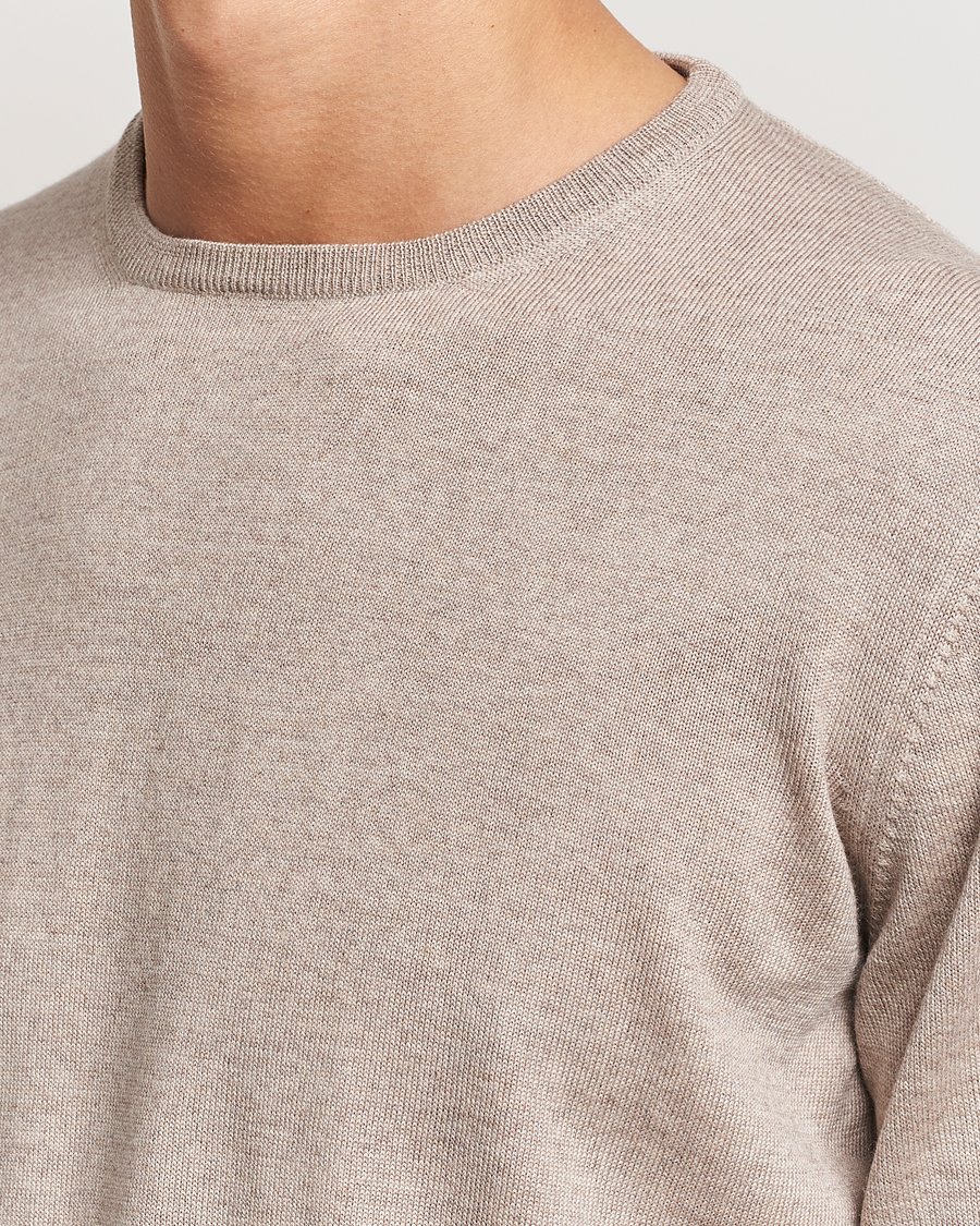 Mies | Puserot | Gran Sasso | Merino Fashion Fit Crew Neck Pullover Light Beige
