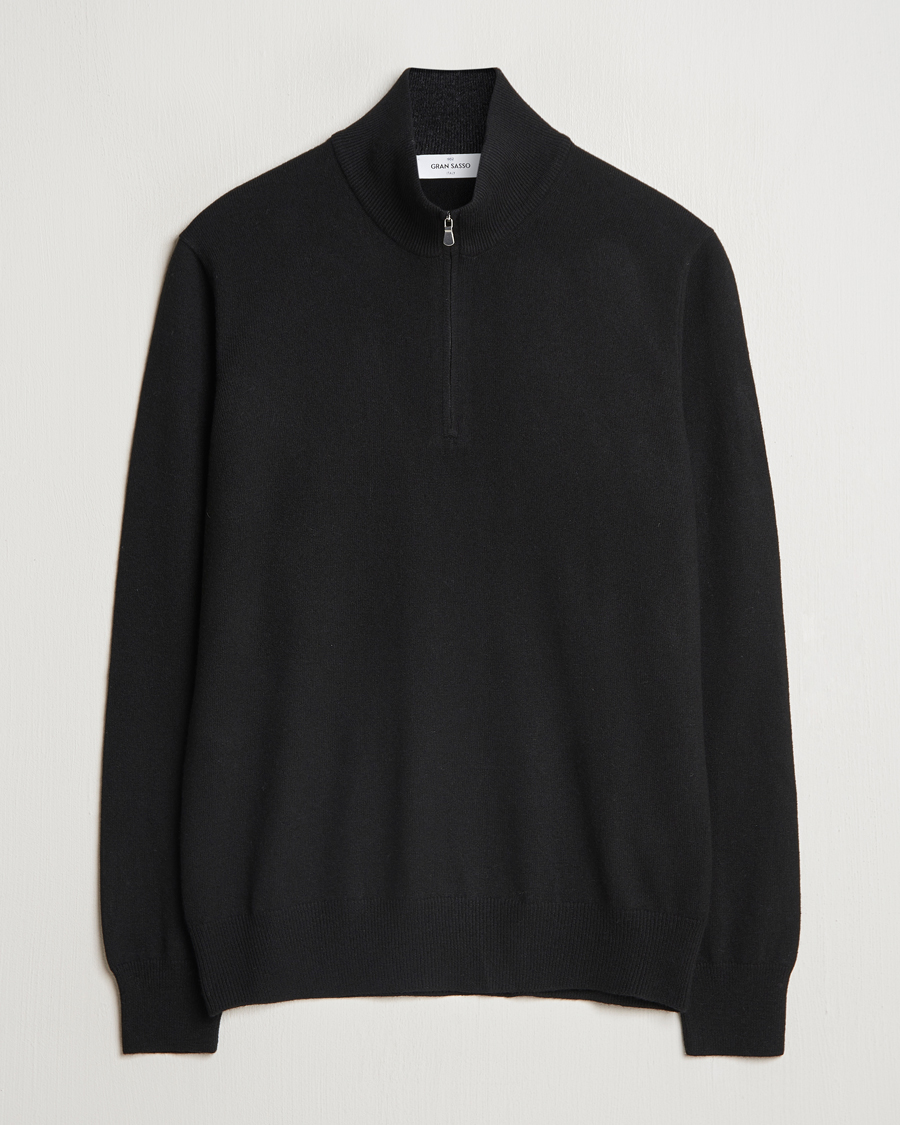 Mies | Puserot | Gran Sasso | Wool/Cashmere Half Zip Black
