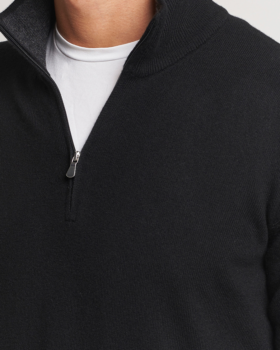 Mies | Puserot | Gran Sasso | Wool/Cashmere Half Zip Black