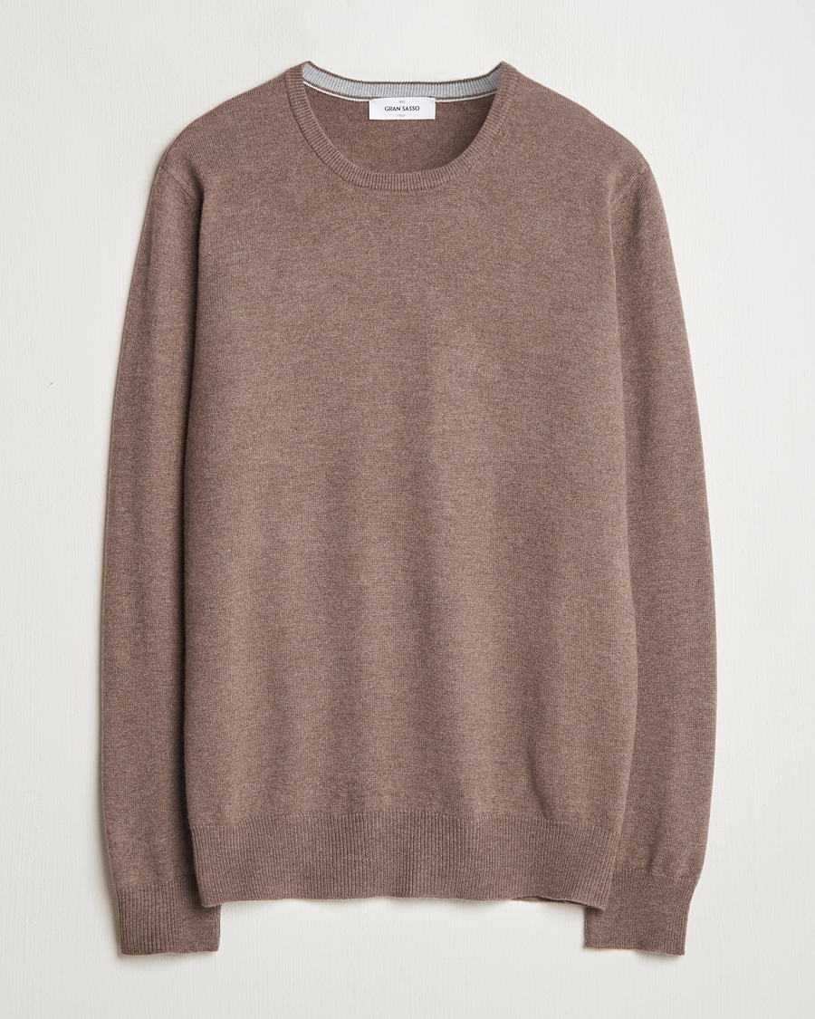 Mies | Puserot | Gran Sasso | Wool/Cashmere Crew Neck Light Brown