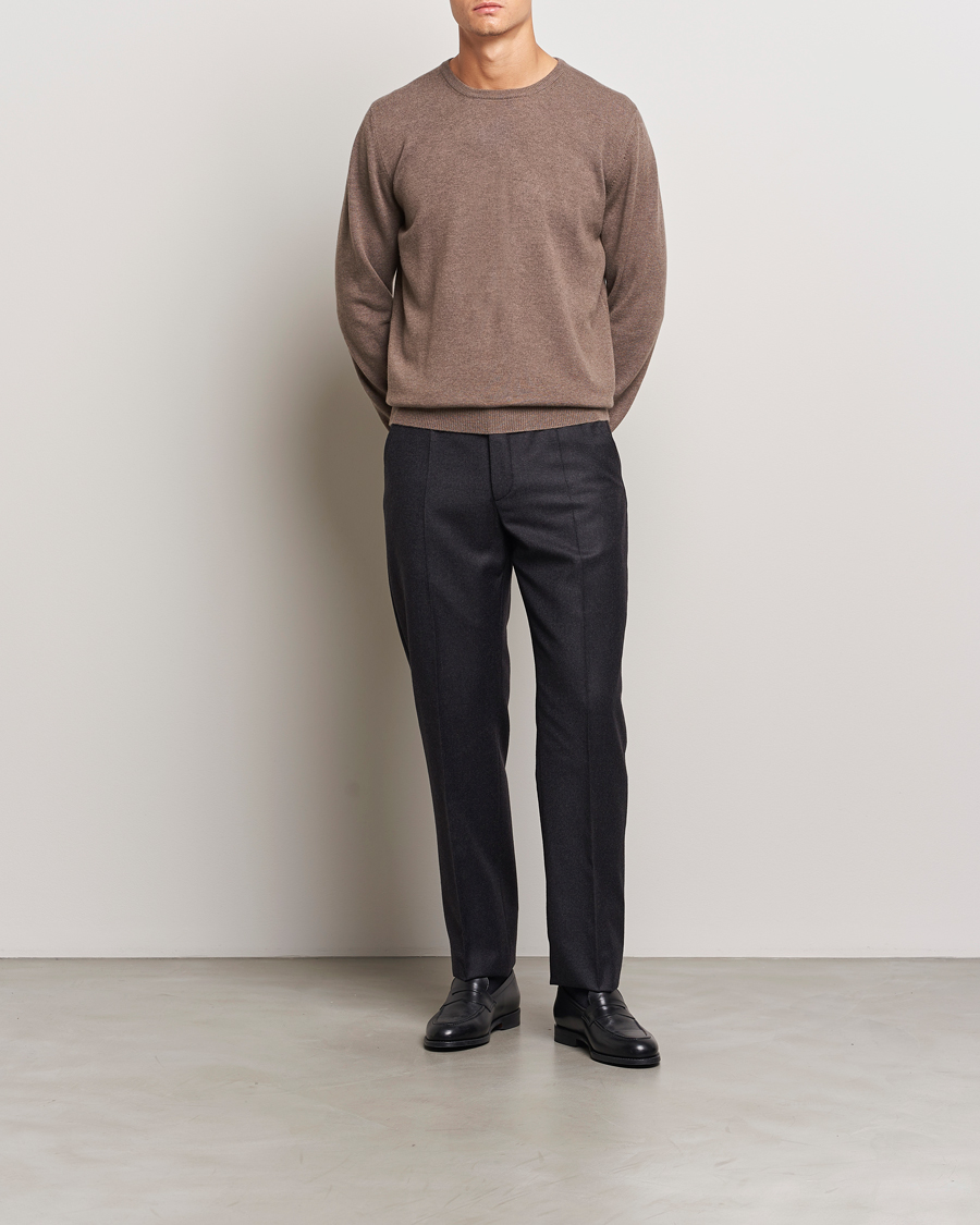 Mies | Puserot | Gran Sasso | Wool/Cashmere Crew Neck Light Brown