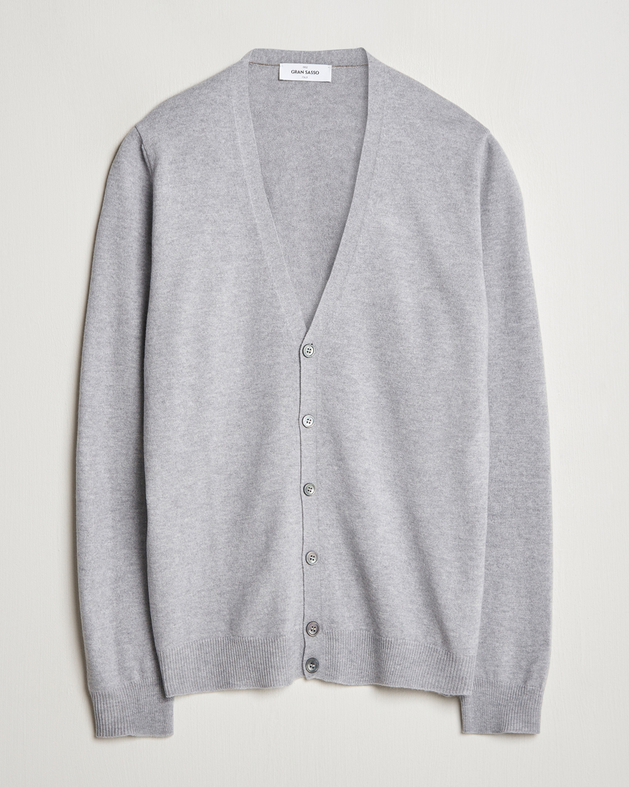 Mies | Puserot | Gran Sasso | Wool/Cashmere Cardigan Light Grey
