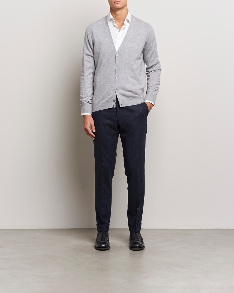 Mies | Puserot | Gran Sasso | Wool/Cashmere Cardigan Light Grey