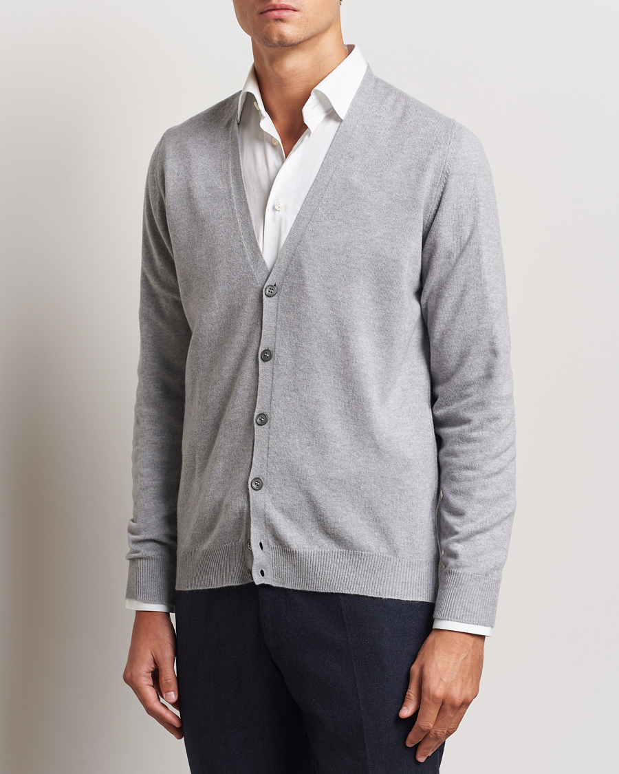 Mies | Puserot | Gran Sasso | Wool/Cashmere Cardigan Light Grey