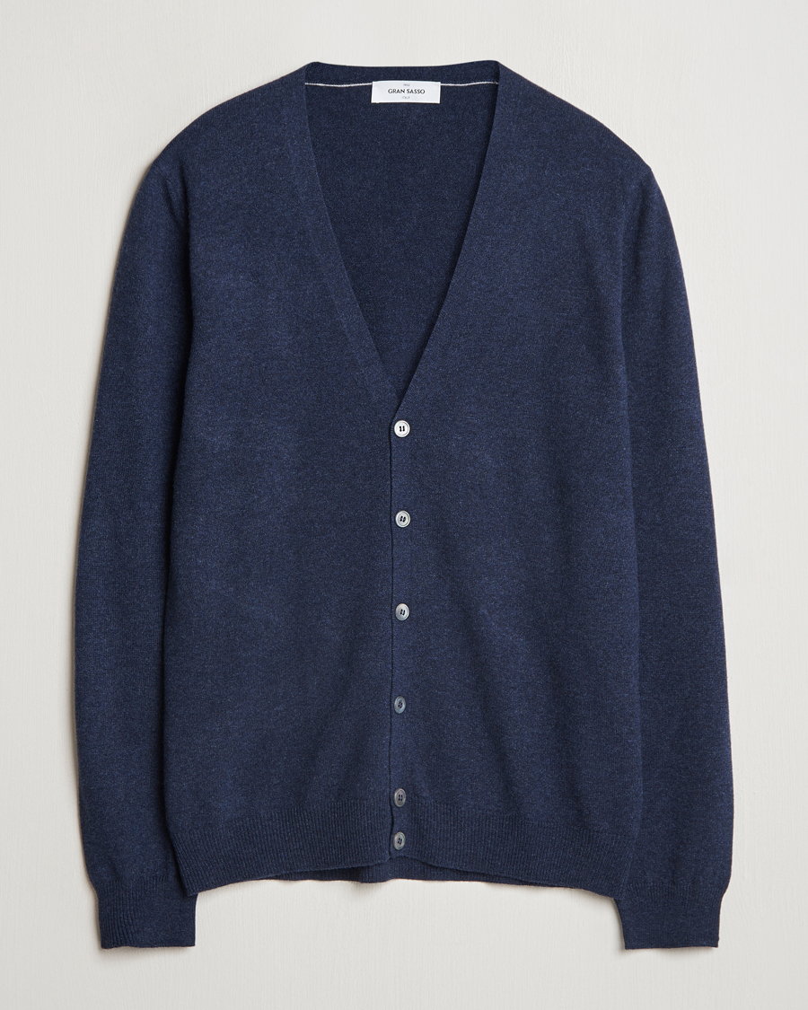 Mies | Puserot | Gran Sasso | Wool/Cashmere Cardigan Navy Melange