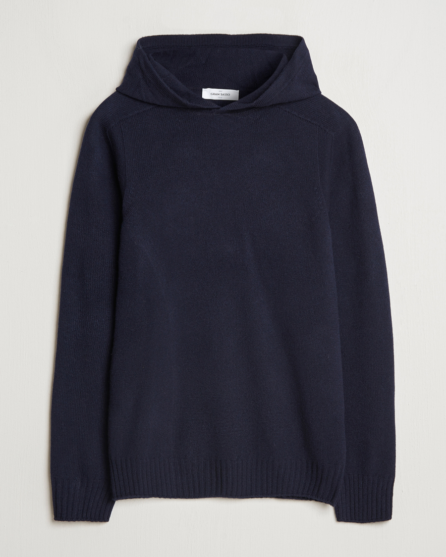 Mies | Puserot | Gran Sasso | Wool Hoodie Navy