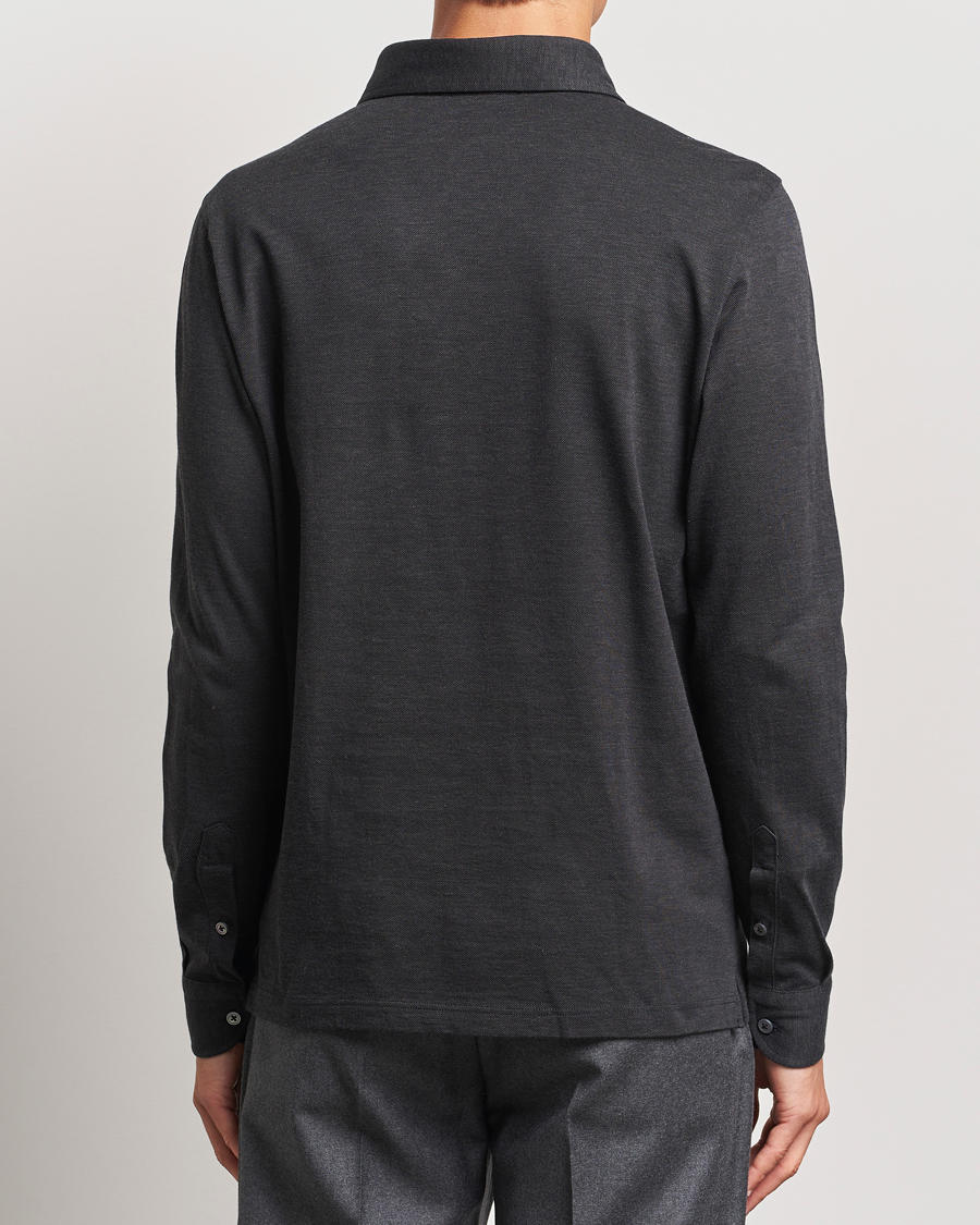 Mies | Kauluspaidat | Gran Sasso | Brushed Cotton Popover Shirt Black