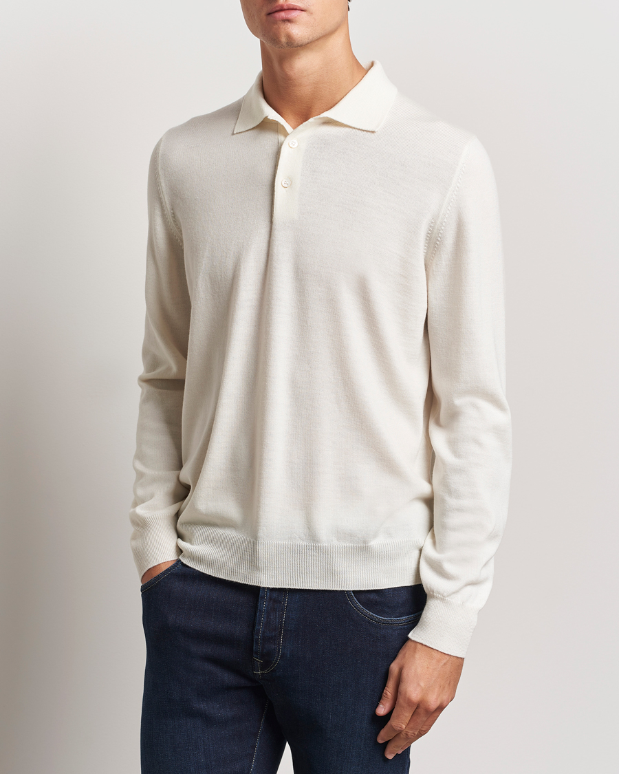 Mies | Puserot | Gran Sasso | Merino Fashion Fit Polo Cream