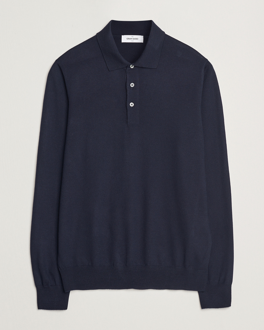 Mies | Puserot | Gran Sasso | Merino Fashion Fit Polo Navy