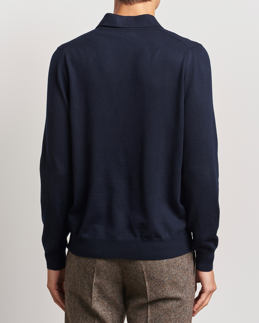 Mies | Puserot | Gran Sasso | Merino Fashion Fit Polo Navy