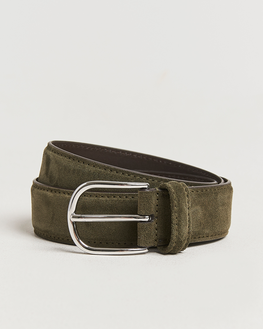 Mies | Vyöt | Anderson's | Suede 3,5 cm Belt Green