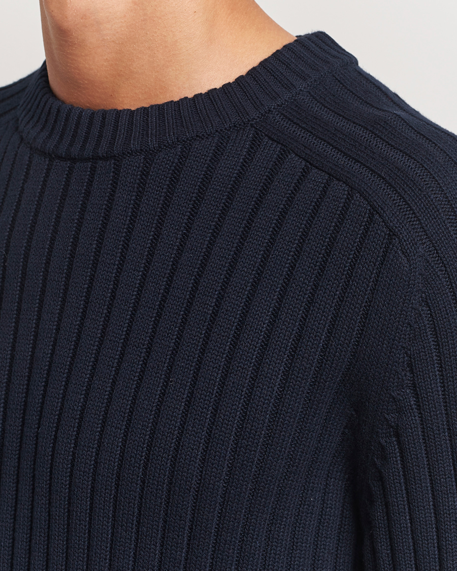 Mies | Puserot | A Day's March | Elmer Cotton Knit Sweater Navy