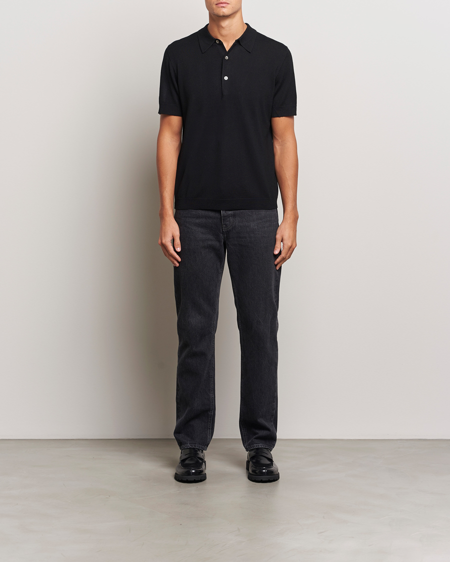 Mies | Pikeet | A Day's March | Rosehall Short Sleeve Merino Polo Black