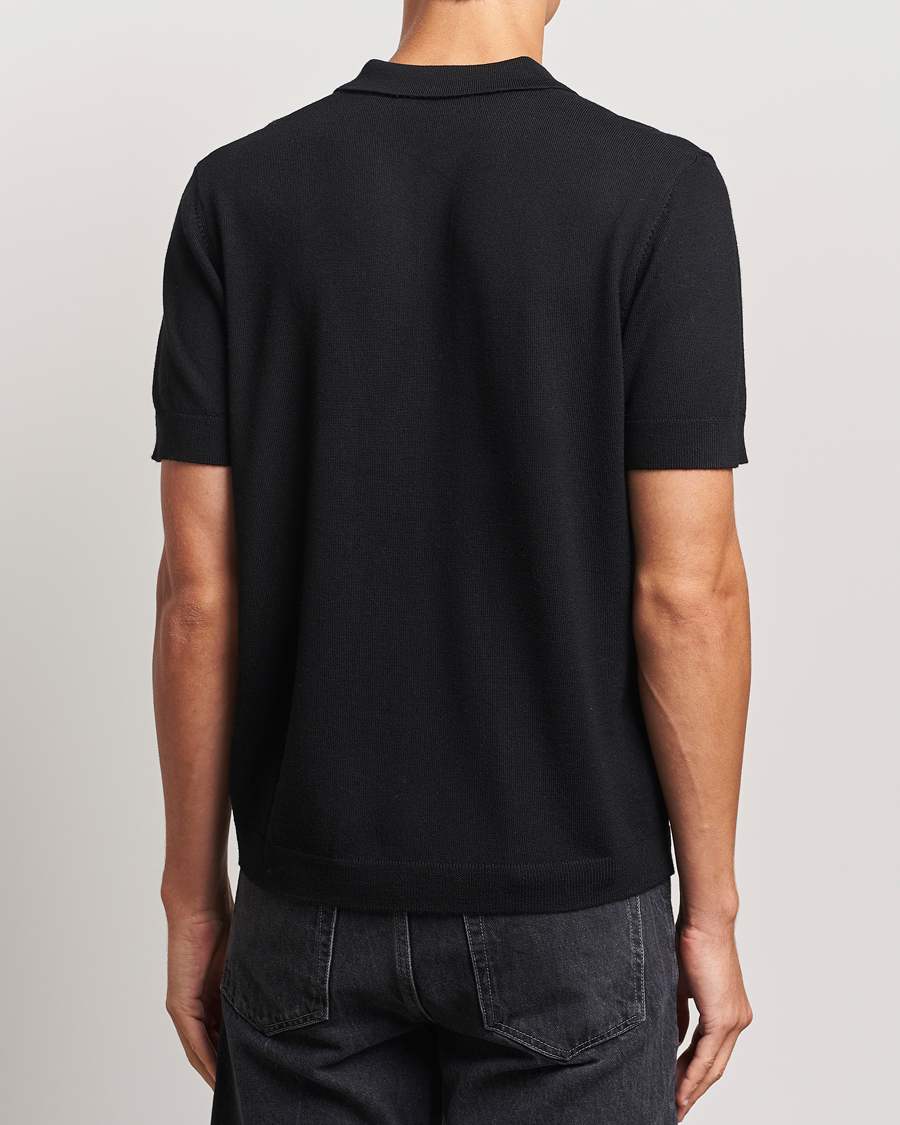 Mies | Pikeet | A Day's March | Rosehall Short Sleeve Merino Polo Black
