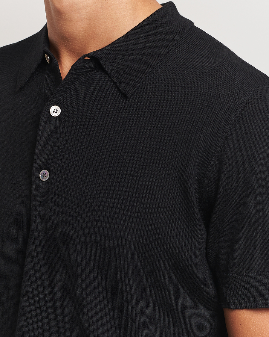 Mies | Pikeet | A Day's March | Rosehall Short Sleeve Merino Polo Black
