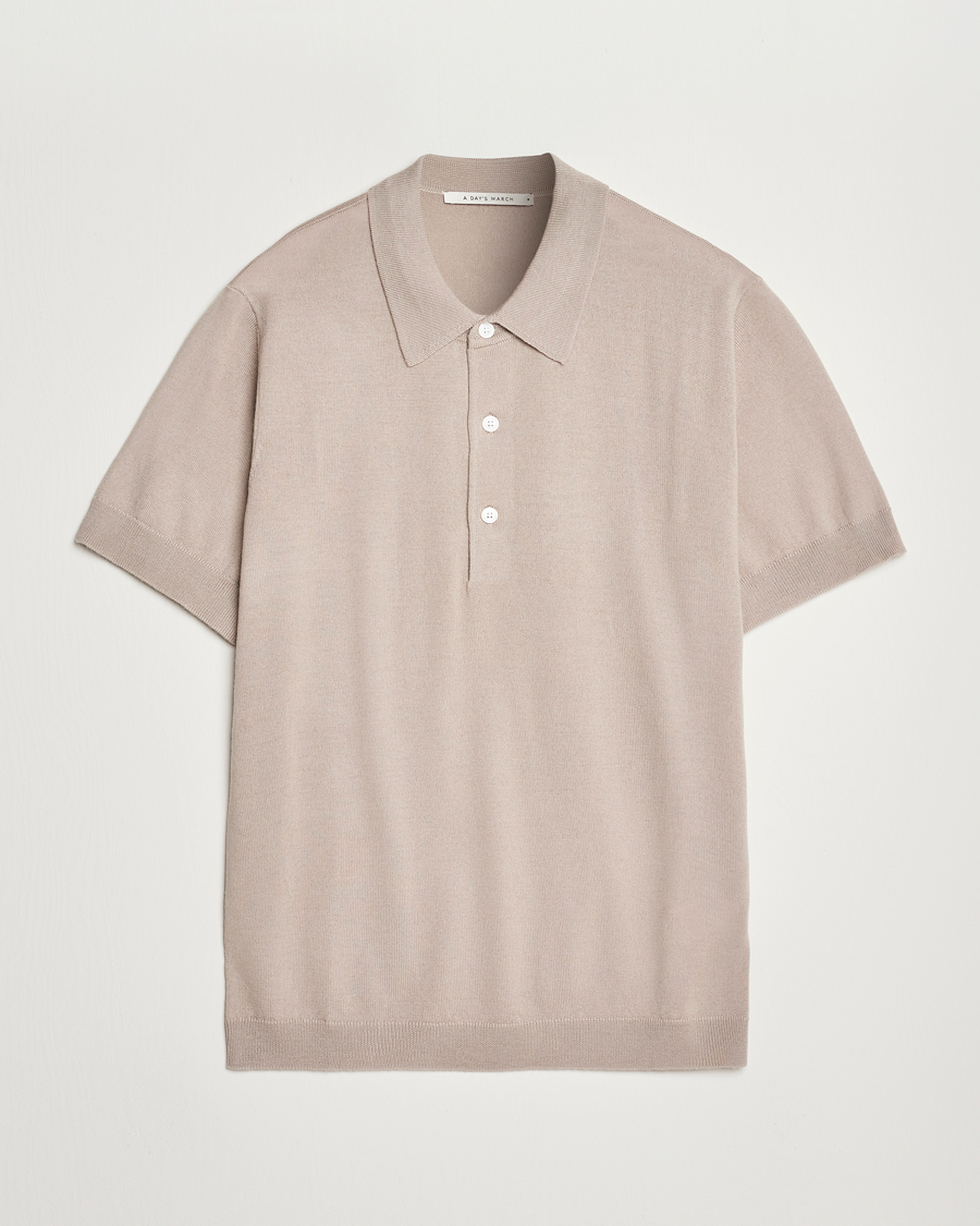 Mies | Pikeet | A Day's March | Rosehall Short Sleeve Merino Polo Dove