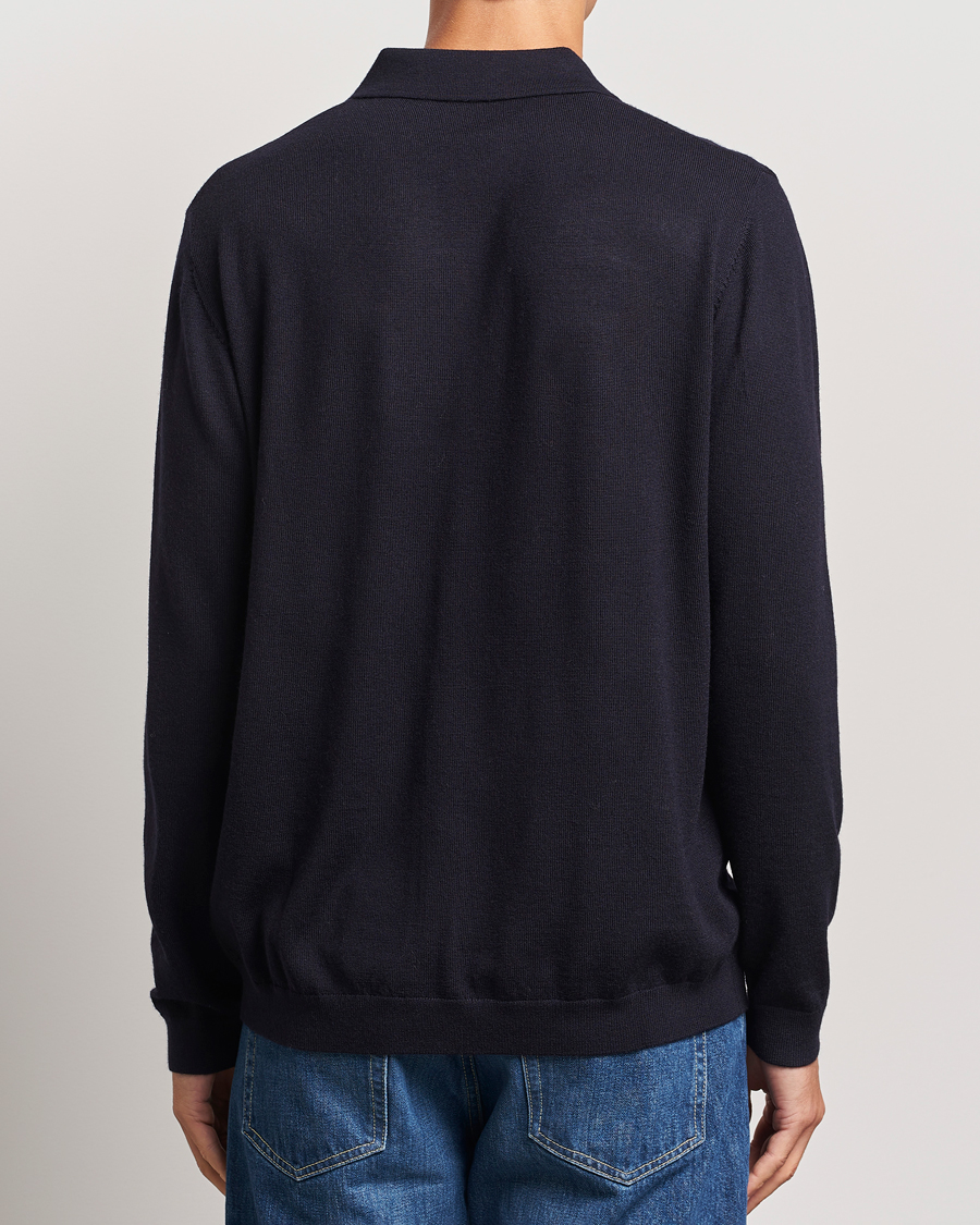 Mies | Puserot | A Day's March | Thompson Merino Half-Zip Polo Navy