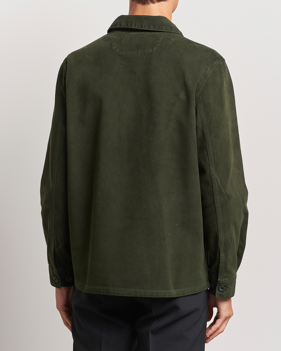 Mies | Kauluspaidat | A Day's March | Algot Cotton Lyocell Overshirt Deep Green