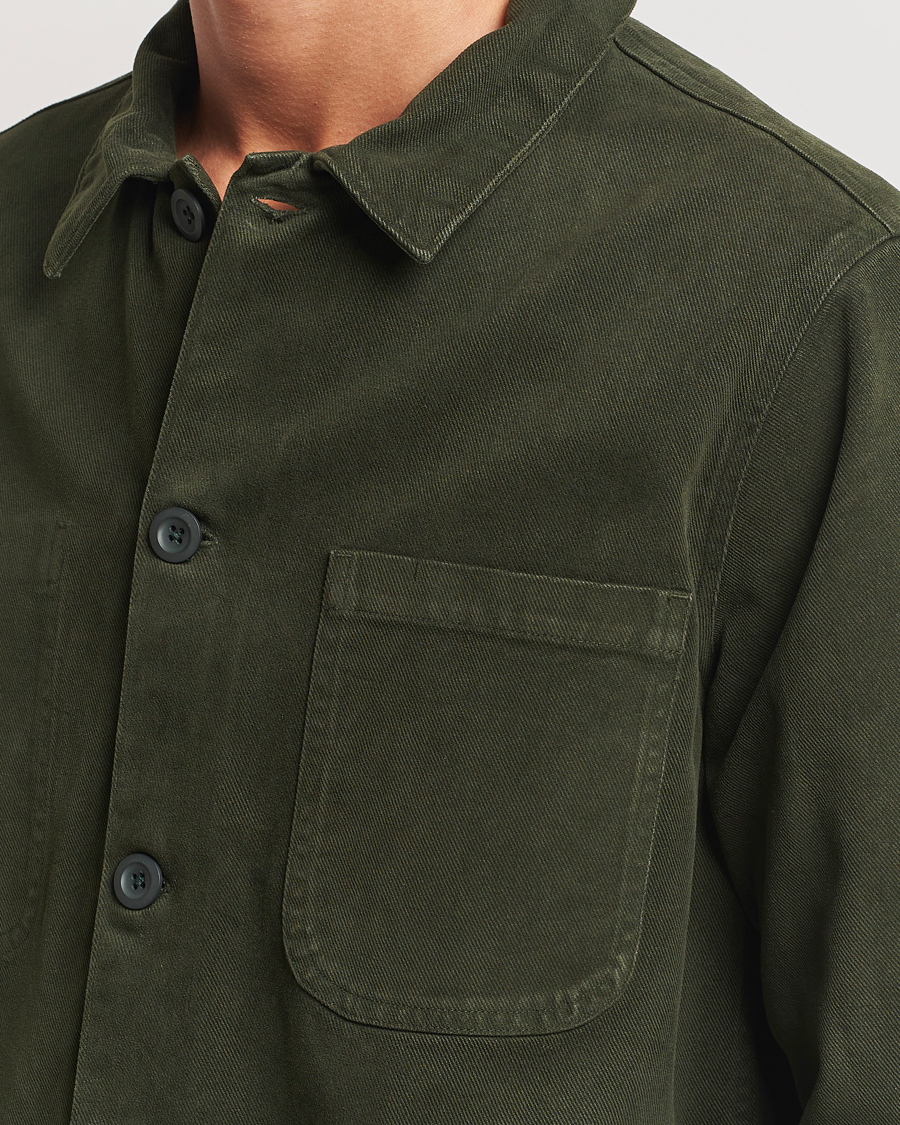 Mies | Kauluspaidat | A Day's March | Algot Cotton Lyocell Overshirt Deep Green
