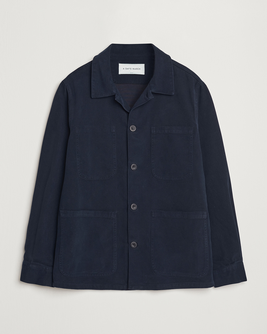 Mies | Takit | A Day's March | Algot Lyocell Overshirt Navy