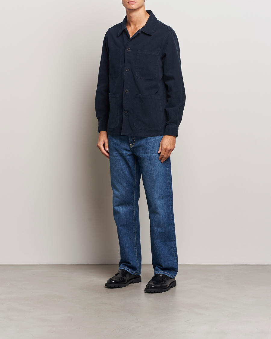 Mies | Takit | A Day's March | Algot Lyocell Overshirt Navy