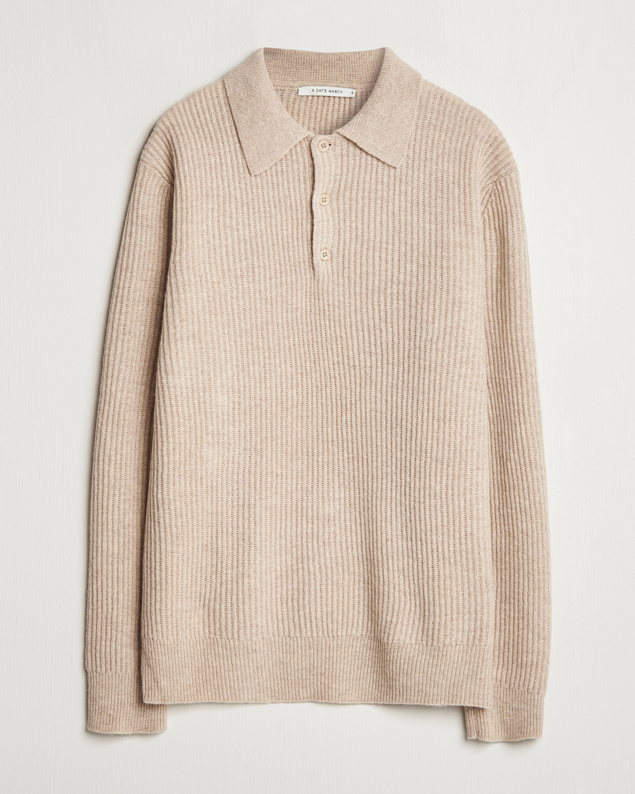 Mies | Puserot | A Day's March | Dover Lambswool Polo Sand Melange