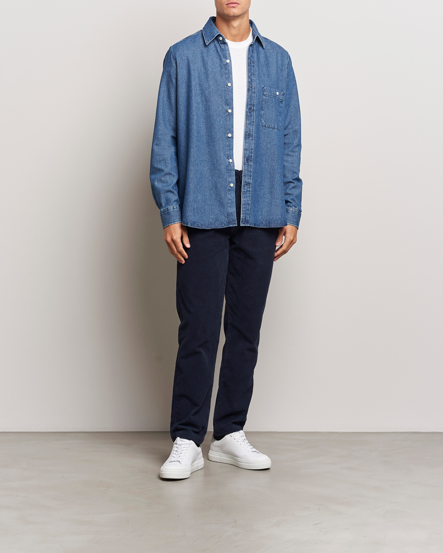 Mies | Kauluspaidat | A Day's March | Mason Sturdy Denim Shirt Indigo Blue