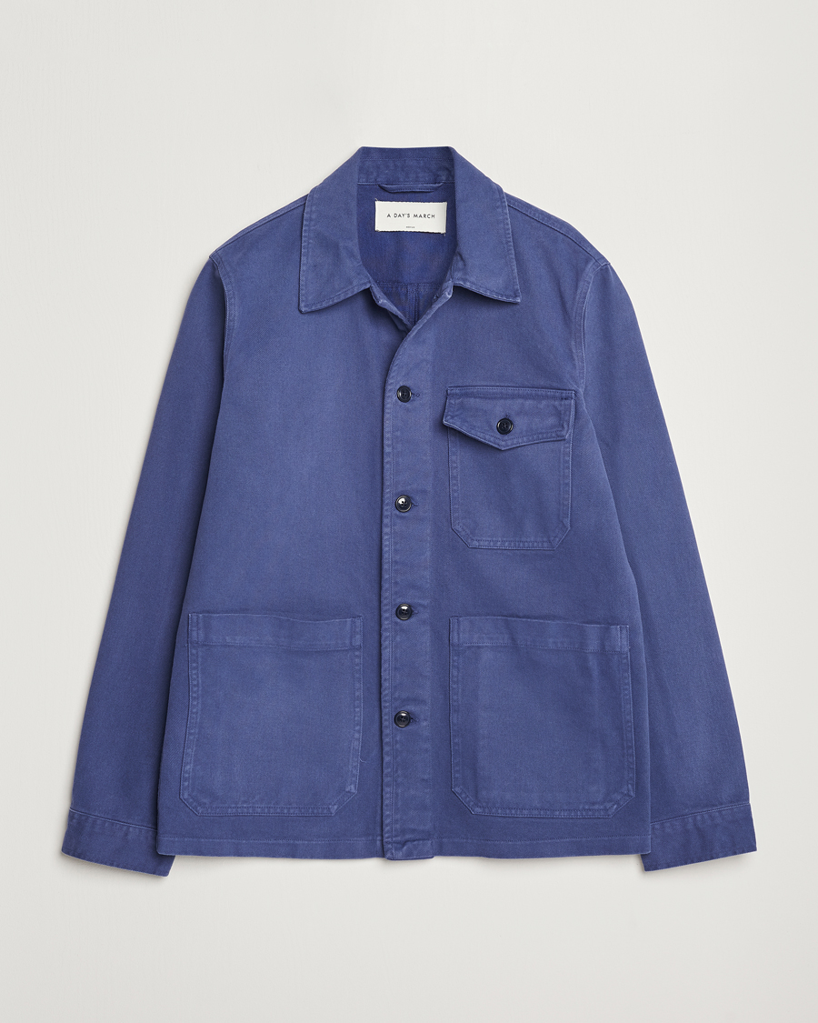 Mies | Kauluspaidat | A Day's March | Patch Pocket Sturdy Twill Overshirt Brewers Blue