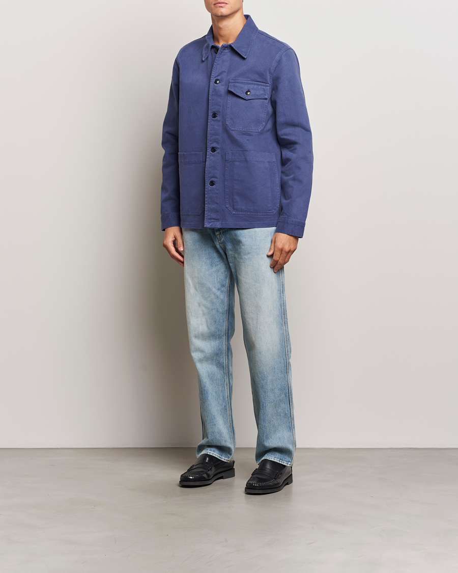 Mies | Kauluspaidat | A Day's March | Patch Pocket Sturdy Twill Overshirt Brewers Blue