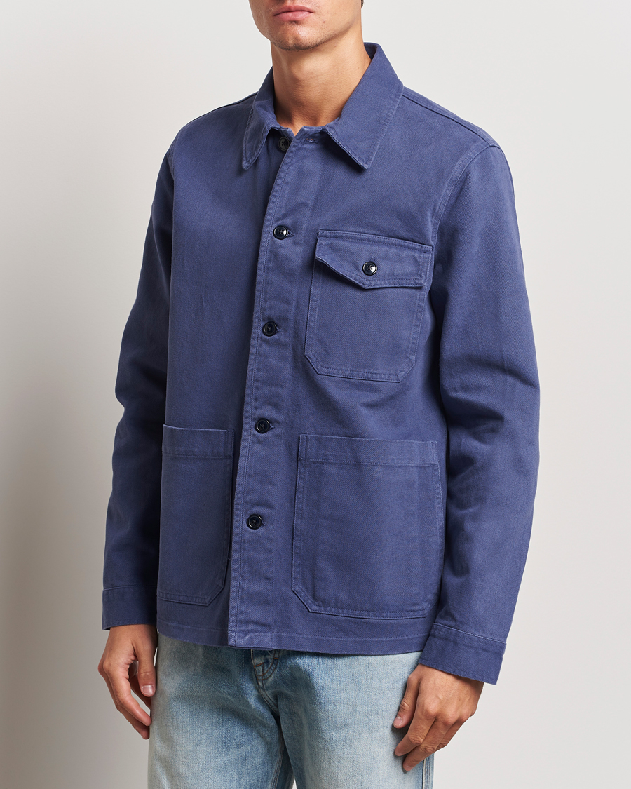 Mies | Kauluspaidat | A Day's March | Patch Pocket Sturdy Twill Overshirt Brewers Blue
