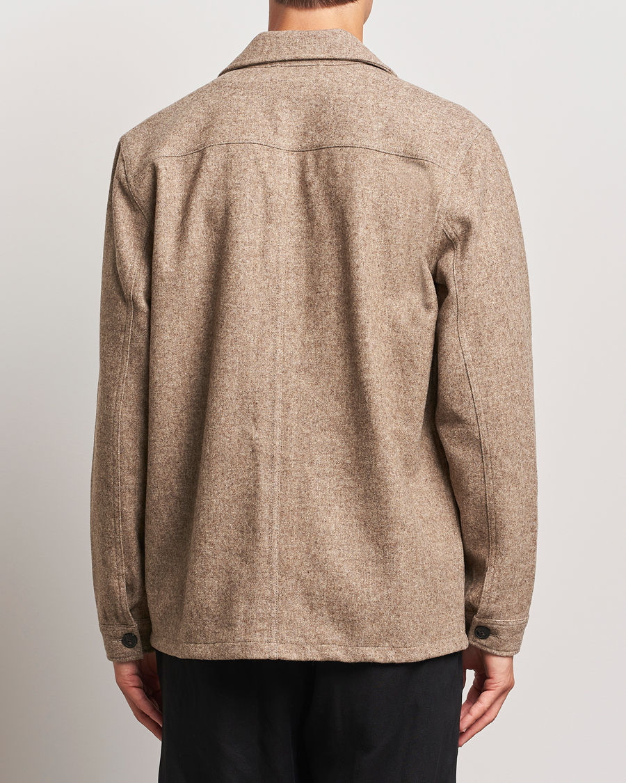 Mies | Kauluspaidat | A Day's March | Original Wool Overshirt Light Taupe Melange