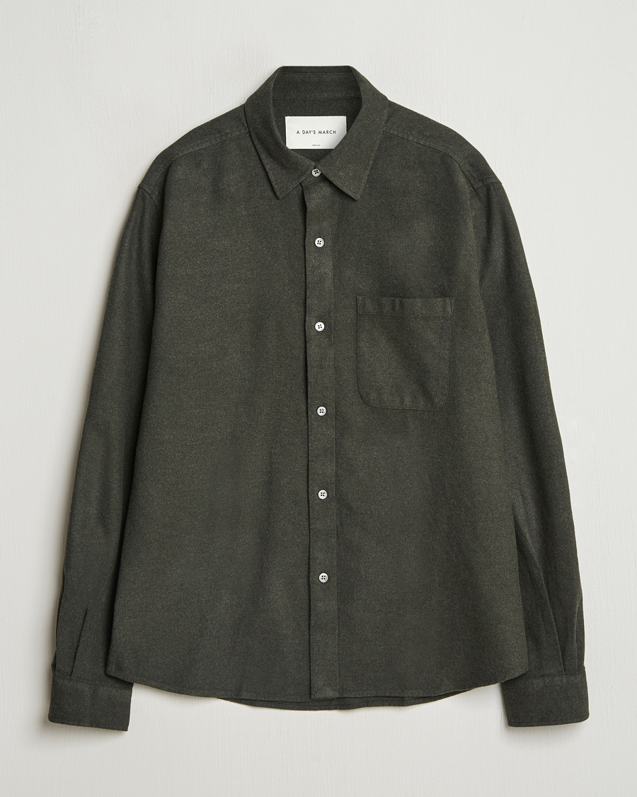 Mies | Kauluspaidat | A Day's March | Newark Flannel Shirt Dark Green