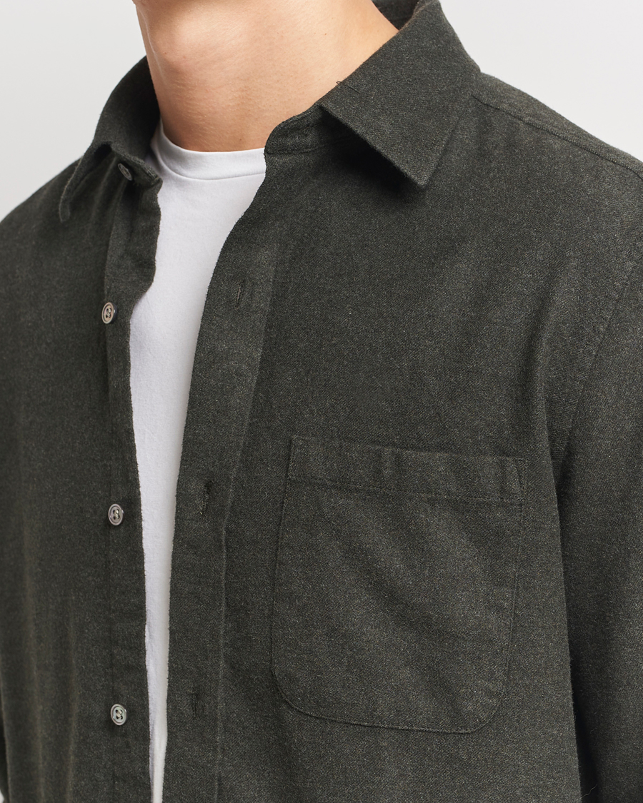 Mies | Kauluspaidat | A Day's March | Newark Flannel Shirt Dark Green
