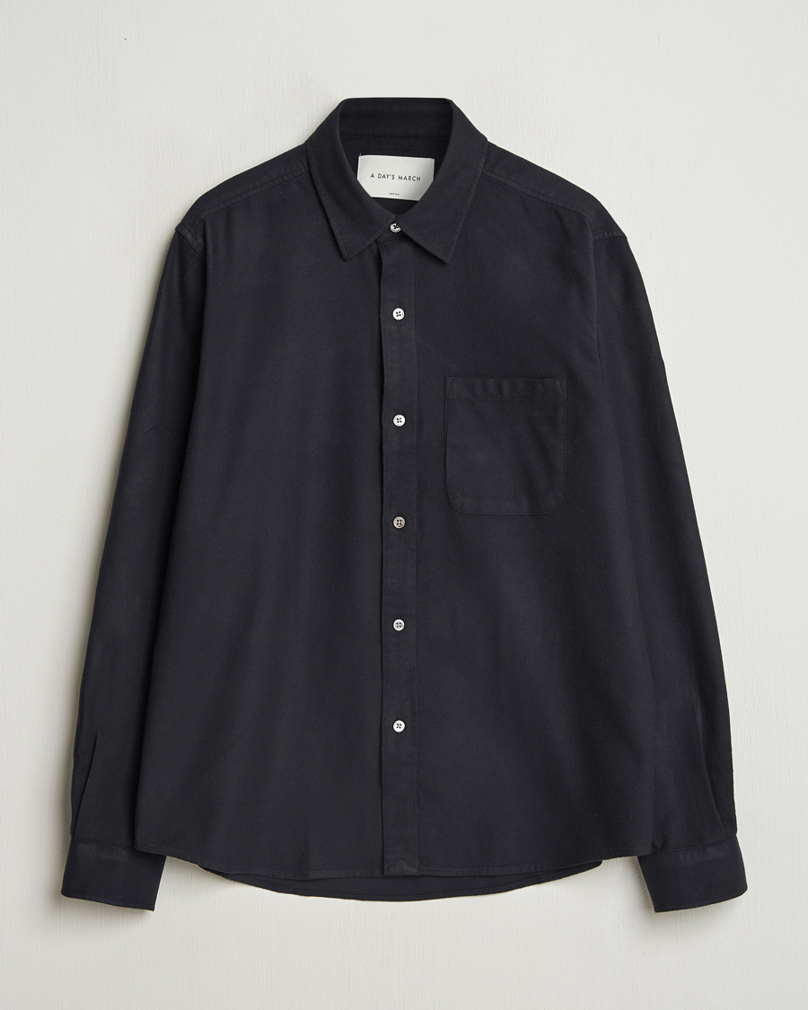 Mies | Kauluspaidat | A Day's March | Newark Flannel Shirt Black