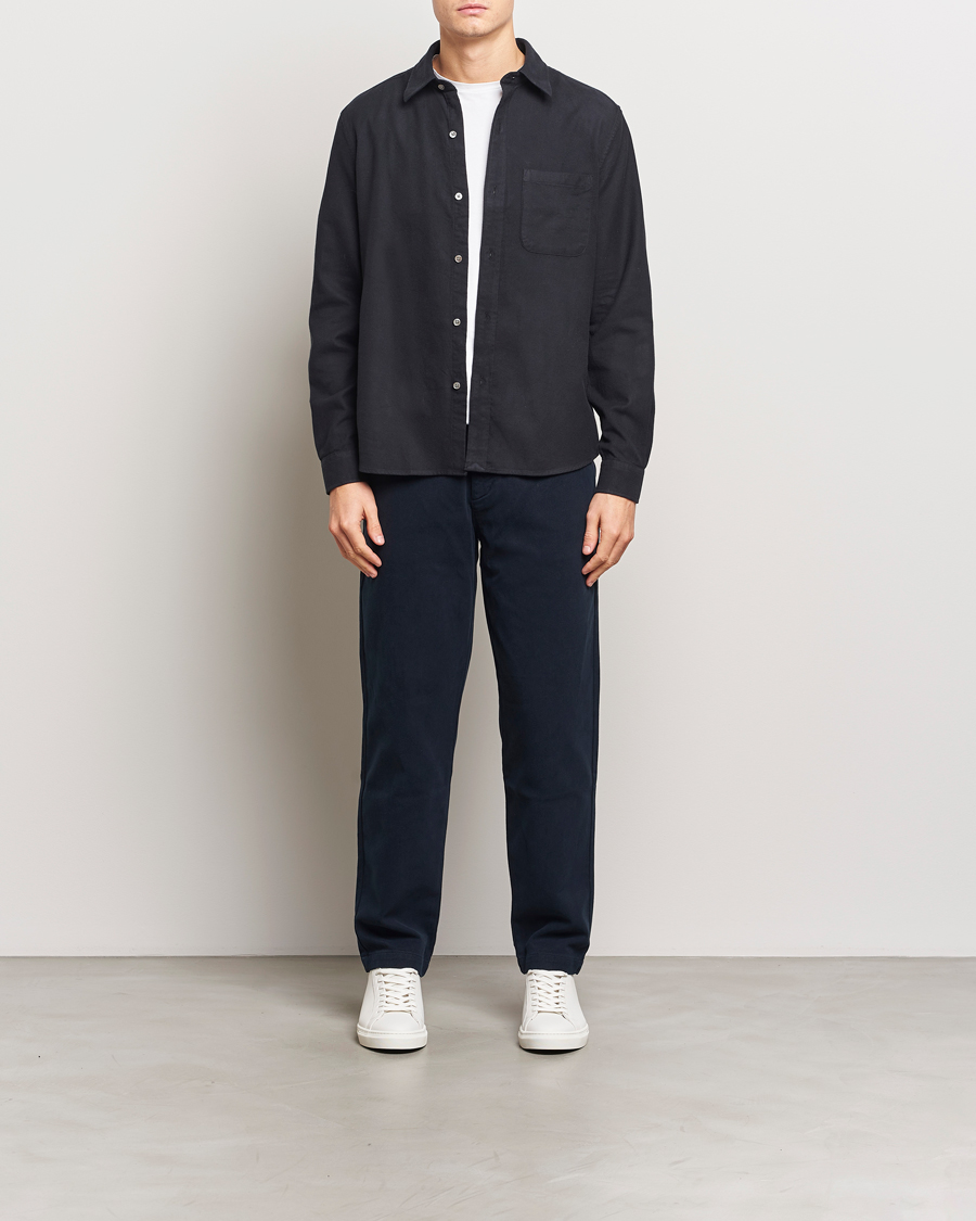 Mies | Kauluspaidat | A Day's March | Newark Flannel Shirt Black
