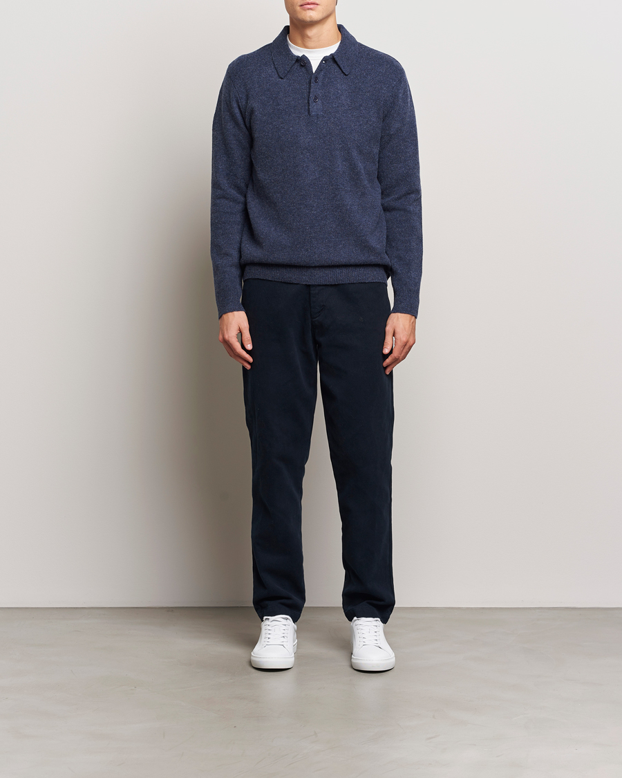 Mies | Puserot | A Day's March | Avoch Lambswool Polo Navy Melange
