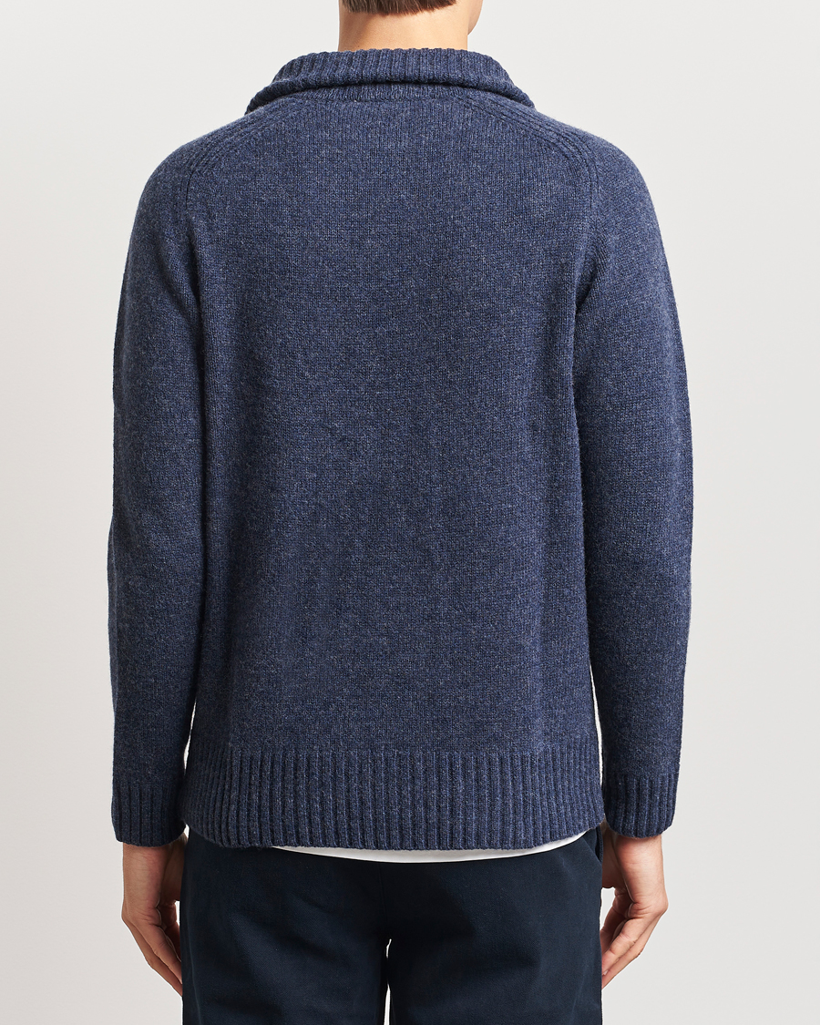 Mies | Puserot | A Day's March | Cullen Half-Zip Lambswool Sweater Navy Melange