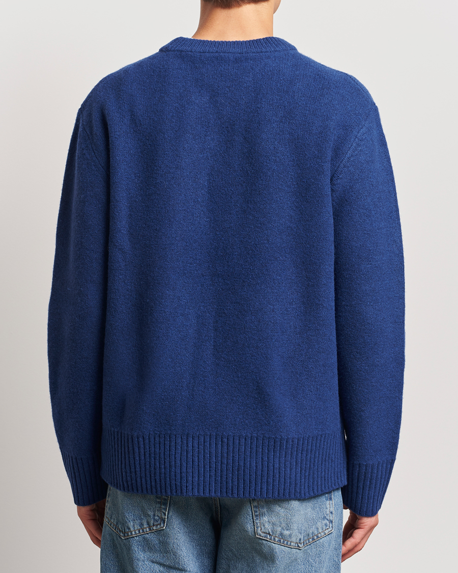 Mies | Puserot | A Day's March | Tietar Boiled Merino Sweater Blue